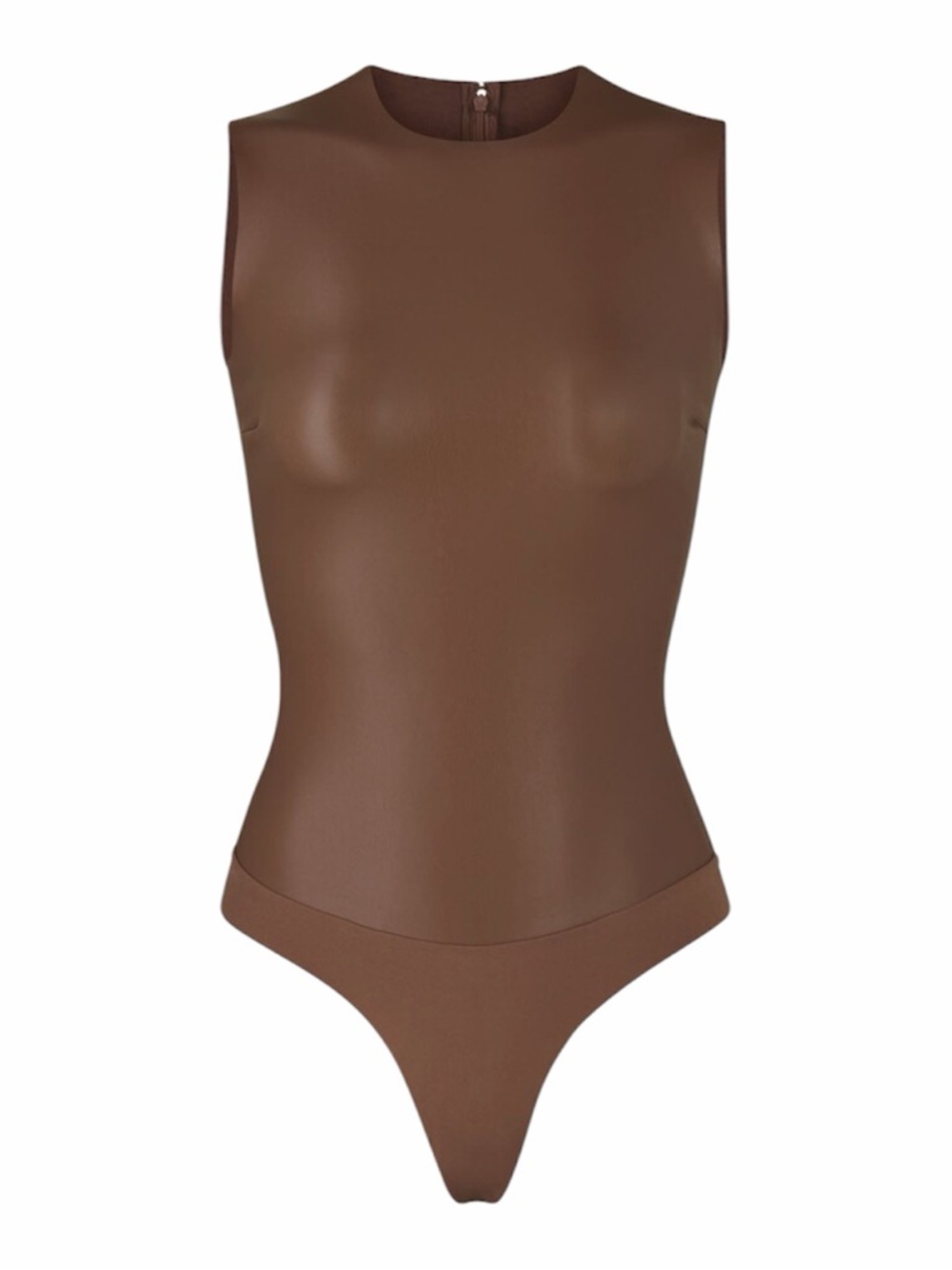 SKIMS Faux Leather Crew Neck Bodysuit - Jasper (XXS)